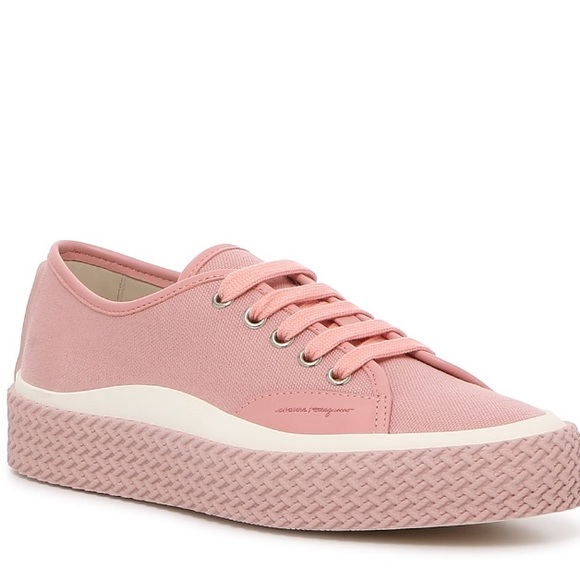 New Salvadore Ferragamo Pink SNEAKERS Lace-up Storm Shoes 7.5 NIB dust bag - Picture 14 of 16